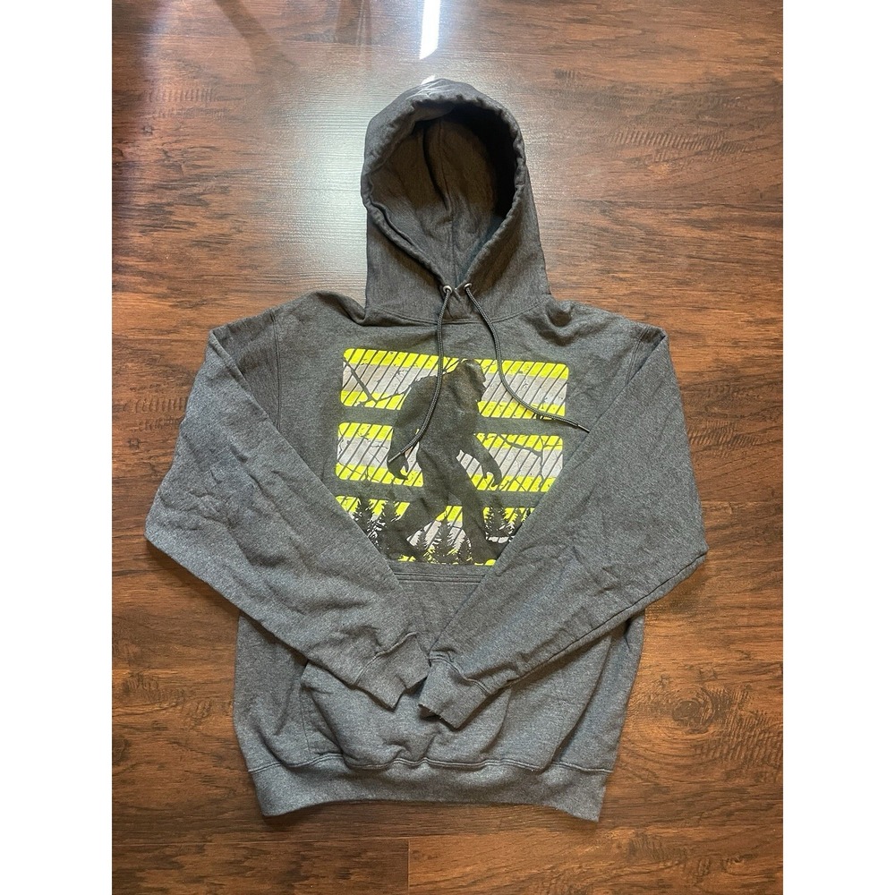 Men's Hoodie Sasquatch Medium Hunting Cycling Safety Shirtz Grey Long Sleeve